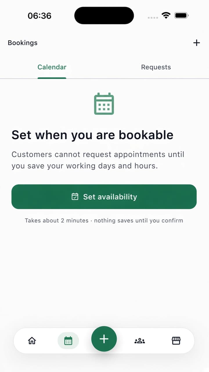 TushPlug app — Bookings and availability